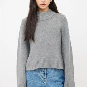 KHAITE grey 100% Cashmere Mock Neck Women's Sweater